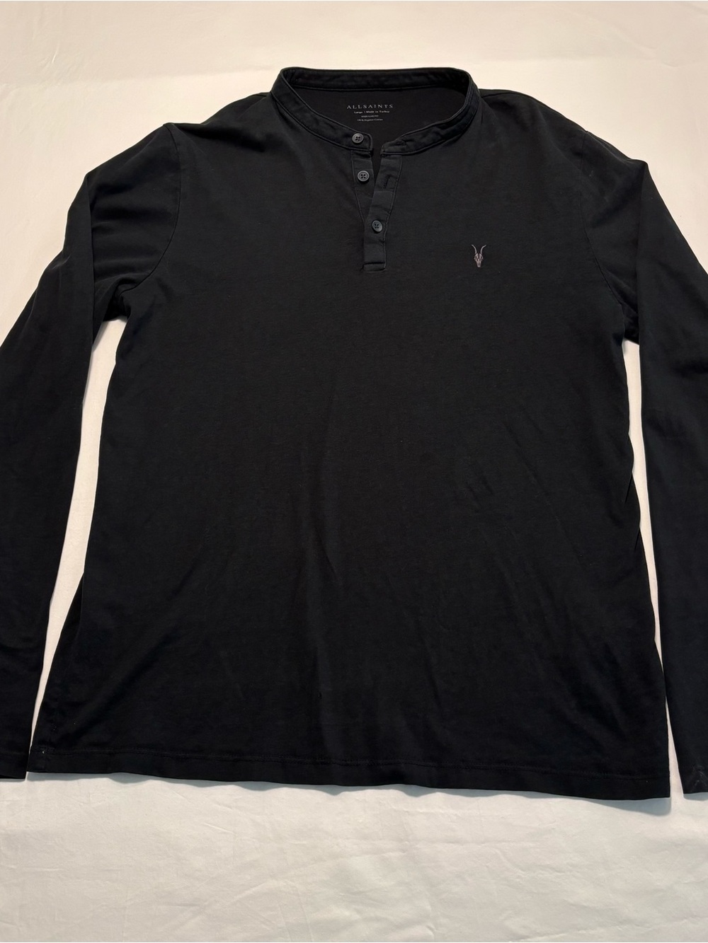 All Saints Black Long-Sleeve Henley